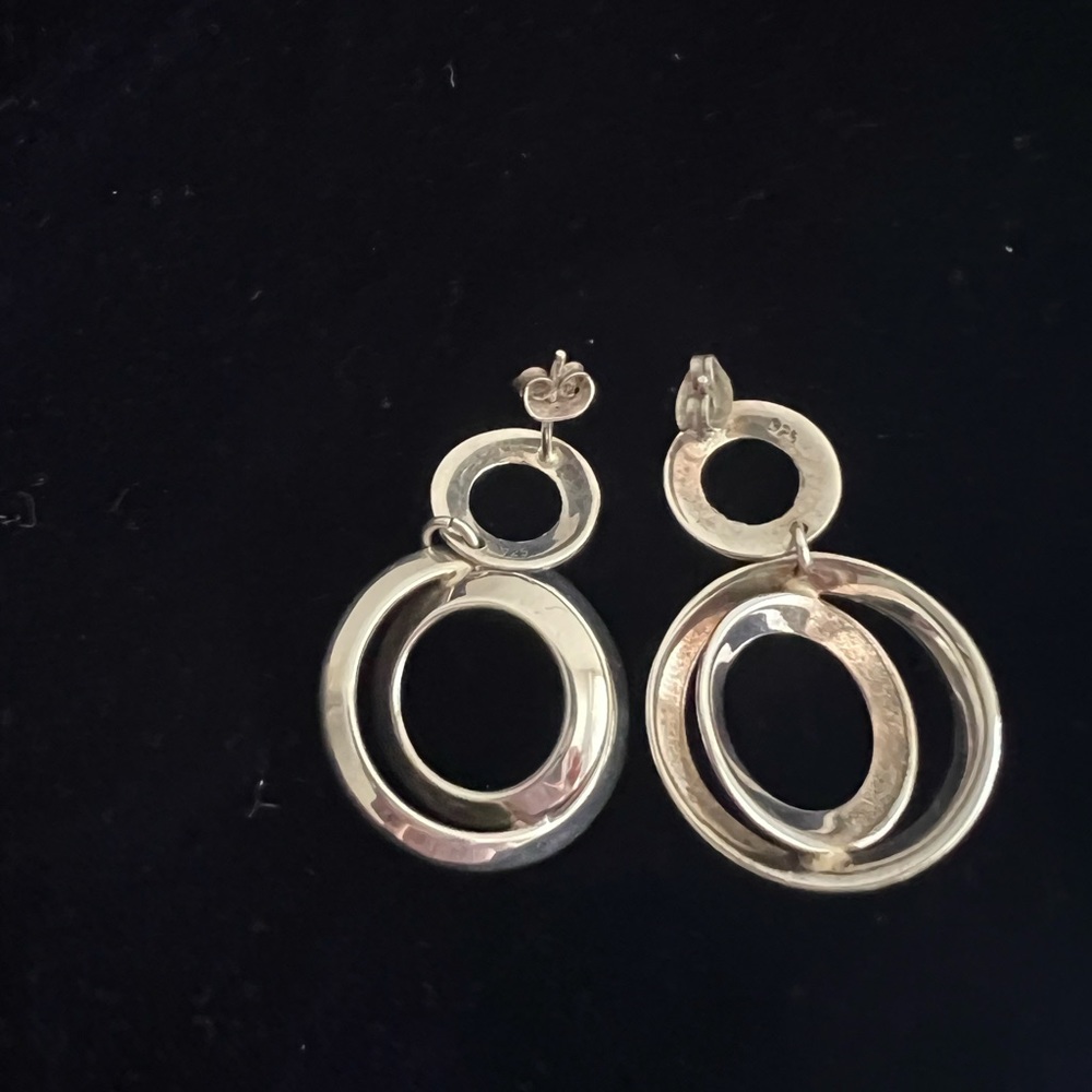 Artisan Sterling Silver Hoop Earrings - Picture 2 of 3